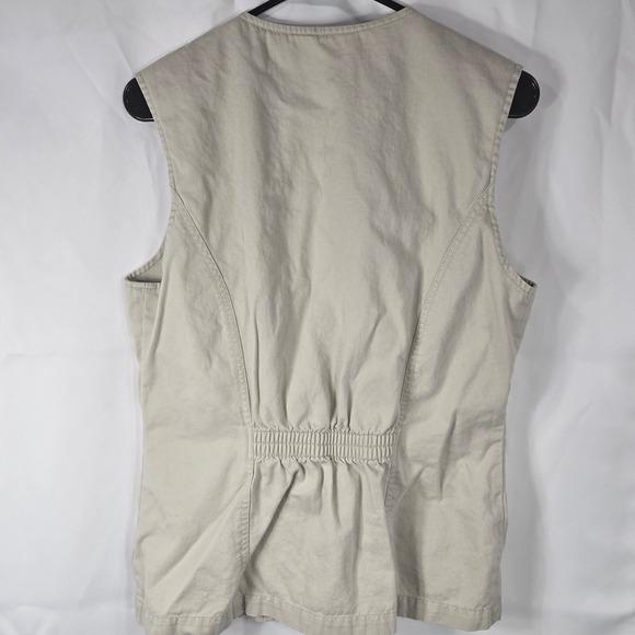 Dockers Utility Vest Full Zip Pockets Sleeveless Outdoor Casual Beige M Nautical - Picture 8 of 8